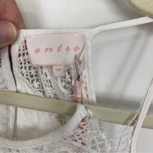 Entro Eyelet Embroidery Scallop Trim Halter Neck White Dress Size Medium - Picture 2 of 11